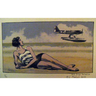 Dívka v pruhovaných plavkách