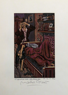 Její tvář byla zsinalá a měla příšerný výraz